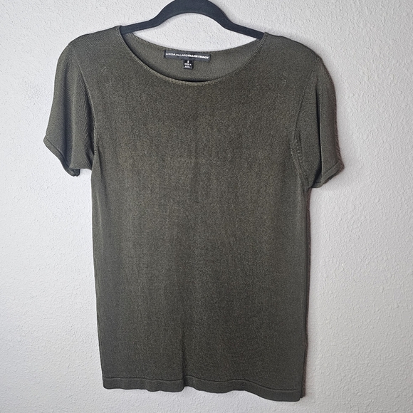 Linda Allard Ellen‎ Tracy Top Womens S Small Green Rayon Minimalist Thin Knit - Picture 1 of 16